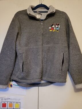 Disneyland Resort  Women's Mickey & Minnie Mouse Grey Sherpa Zip Up Jacket
